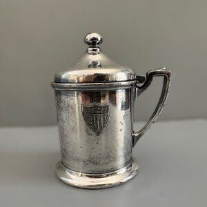 Silver Plated Condiment / Mustard Pot with Glass Insert